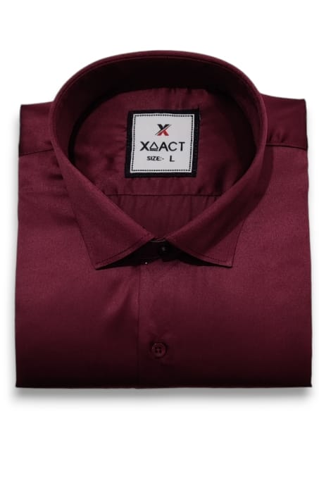 Maroon Satin Shirt for Men – Classic Fit, Premium Quality