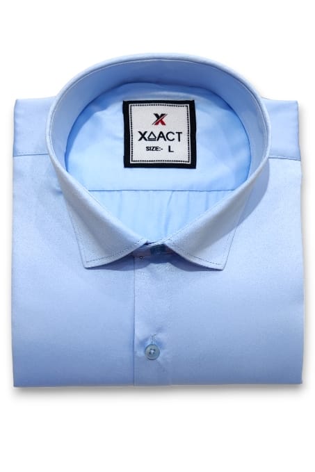 Sky Blue Satin Plain Shirt for Men – Fresh, Versatile Style