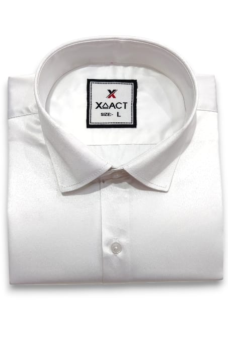 White Satin Formal Shirt for Men – Premium Quality & Comfort