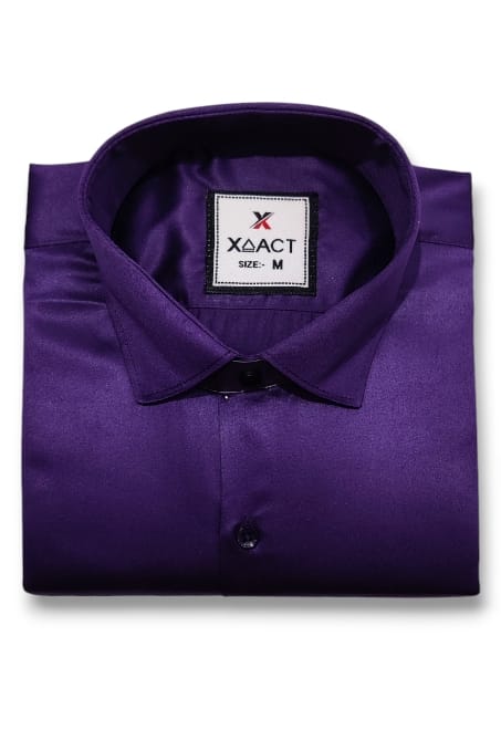 Wine Satin Plain Shirt for Men – Luxurious Elegance