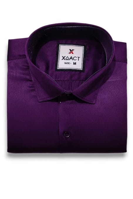 Purple Satin Plain Shirt for Men – Bold & Luxurious