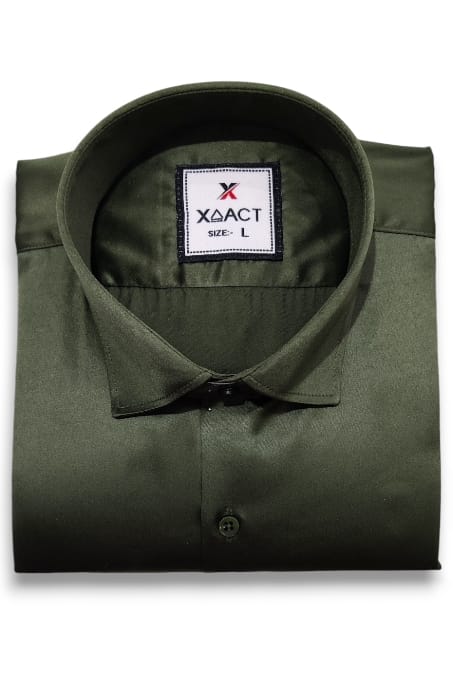 Dark Green Satin Shirt for Men – Sophistication in Every Stitch